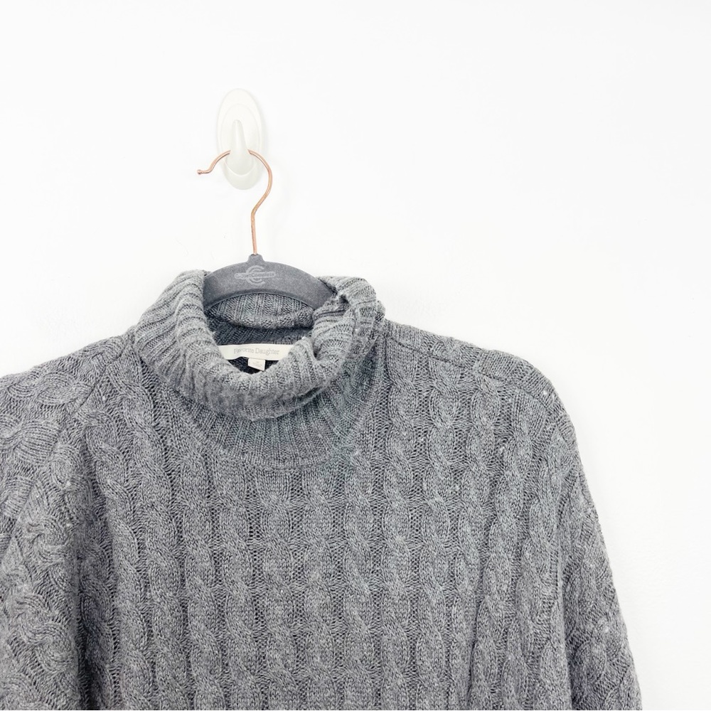 Favorite Daughter Cable Knit Turtleneck in Storm Cloud Gray Size Medium - Picture 2 of 8